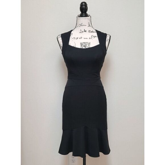 🖤 WHITE HOUSE BLACK MARKET Black Sleeveless Peplum Flippy Hem Sheath Dress - Picture 13 of 16